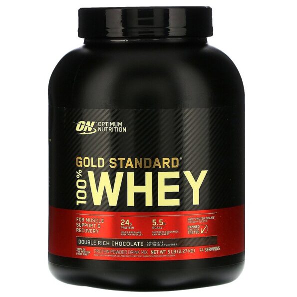 Optimum Nutrition, Gold Standard 100% Whey, Double Rich Chocolate, 5 lbs (2.27 kg) (1)
